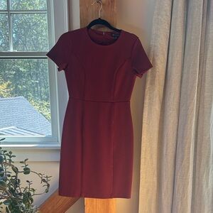 Brooks Brothers Burgundy Short Sleeve Dress